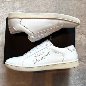 BNIB SAINT LAURENT SL/08 Women Leather Sneakers White Blanc Optique Size 40 US 9